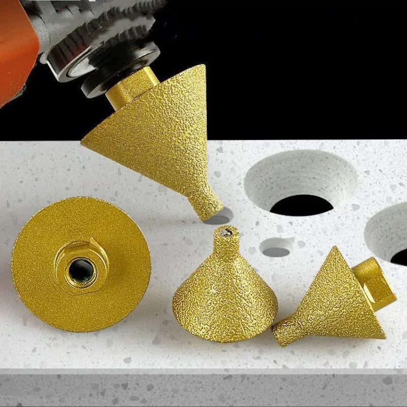 Chanfre Master - Kit 04 Brocas diamantadas para chanfro + Adaptador de furadeira