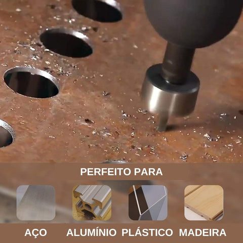 Kit 5 Brocas Serra Copo Titânio Binox para Ferro Aço Metal